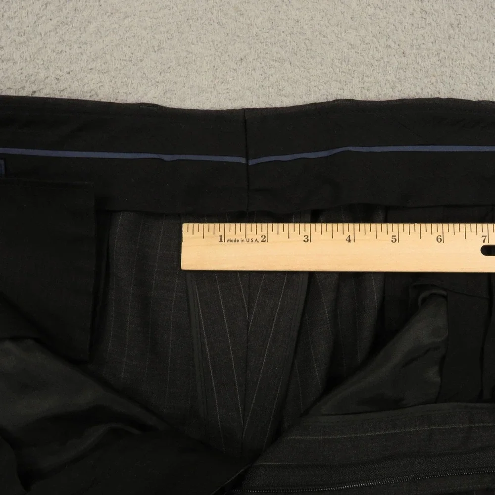 Brooks Brothers 44L Madison Estrato Charcoal Pinstripe Suit Pleated Pant 38x32